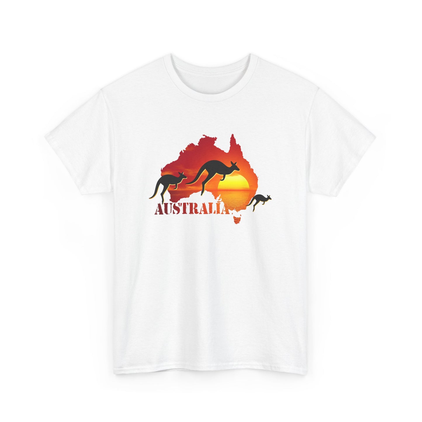 Tee Shirt Homme et Femme Australie Kangourou Coucher de Soleil Voyage Nature Paysage Australien Animal Sauvage Cadeau