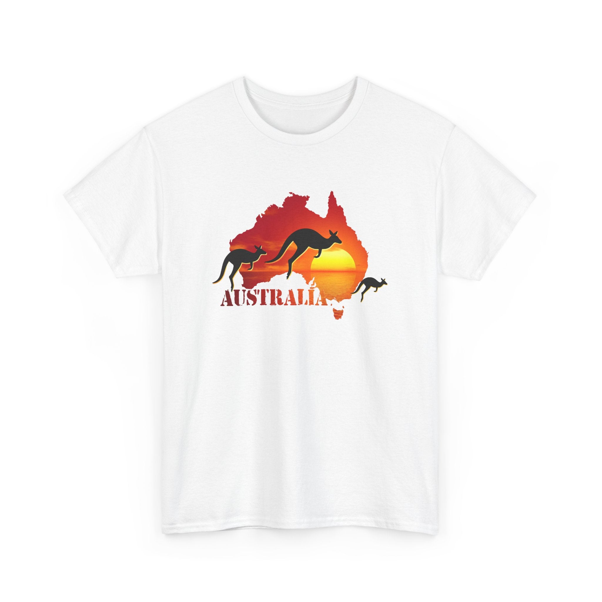 Tee Shirt Homme et Femme Australie Kangourou Coucher de Soleil Voyage Nature Paysage Australien Animal Sauvage Cadeau