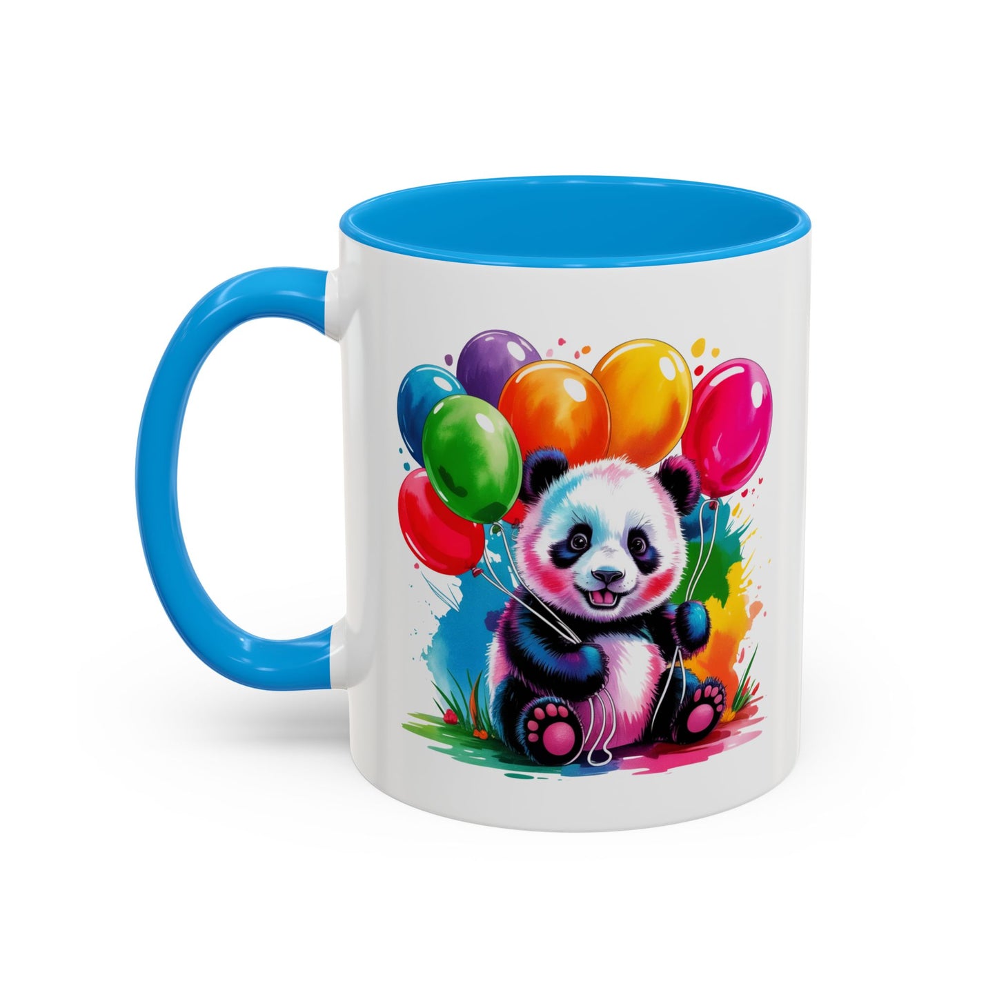 Mug Panda Kawaii avec Ballons Multicolores – Tasse Mignonne Cadeau Anniversaire et Fête – Céramique 325ml