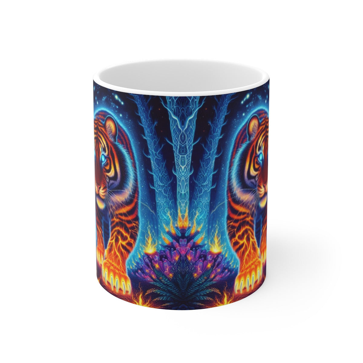Tasse Tigre Magique Forêt Nocturne – Mug Panoramique Fantastique – Cadeau Surréaliste Céramique 325ml