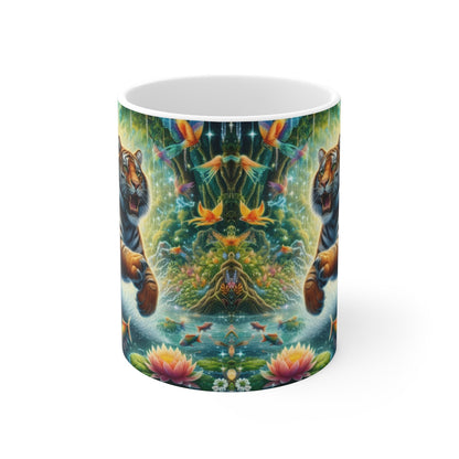 Tasse Tigre Jungle Cascade – Mug Panoramique Fantaisie – Cadeau Animalier Exotique Céramique 325ml