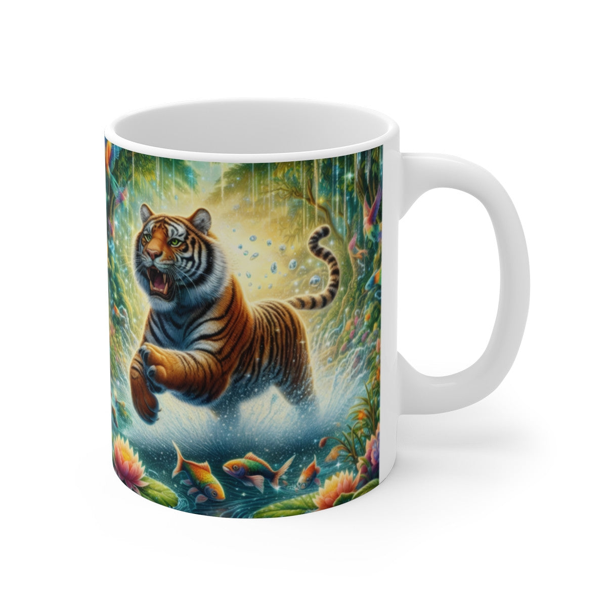 Tasse Tigre Jungle Cascade – Mug Panoramique Fantaisie – Cadeau Animalier Exotique Céramique 325ml