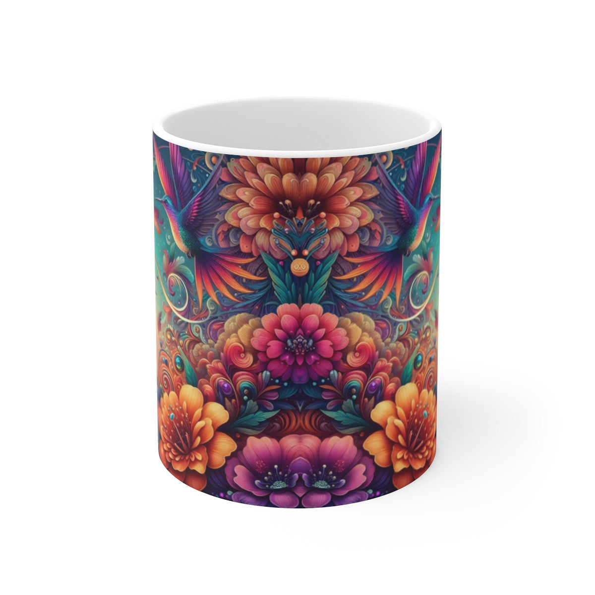 Tasse Colibri Fleur Bohème – Mug Panoramique Fantaisie Tropicale – Cadeau Jungle Céramique 325ml