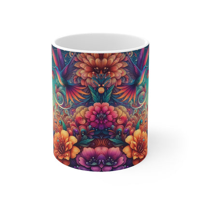 Tasse Colibri Fleur Bohème – Mug Panoramique Fantaisie Tropicale – Cadeau Jungle Céramique 325ml