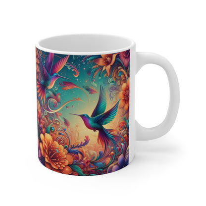 Tasse Colibri Fleur Bohème – Mug Panoramique Fantaisie Tropicale – Cadeau Jungle Céramique 325ml