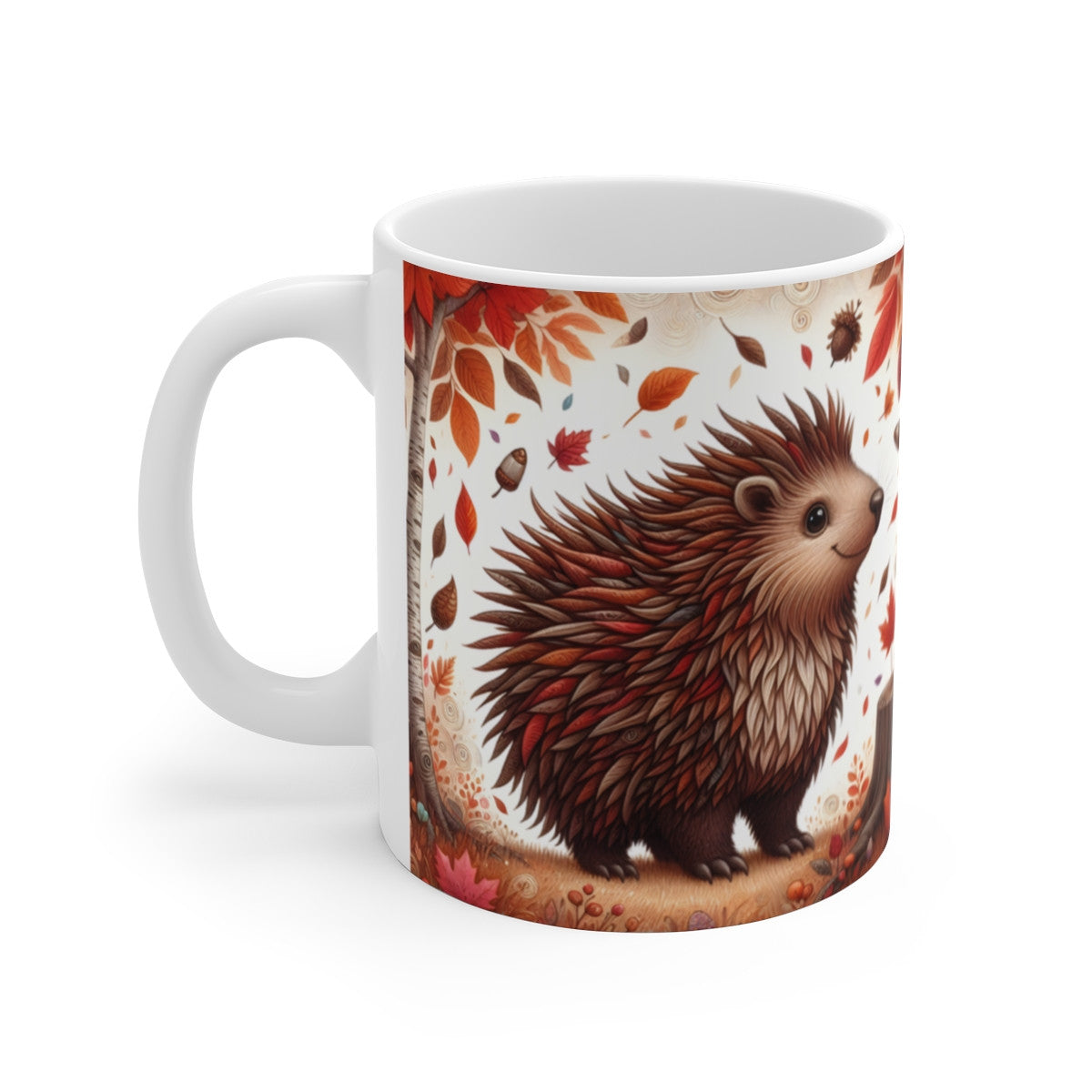 Tasse Hérisson Mignon Automne – Mug Panoramique Forêt – Cadeau Animalier Saison Céramique 325ml