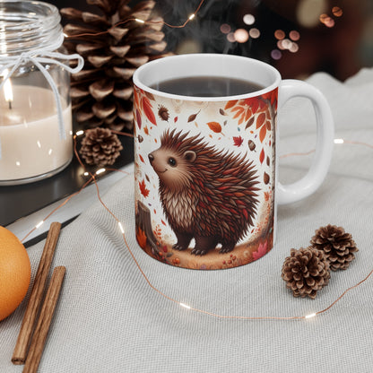 Tasse Hérisson Mignon Automne – Mug Panoramique Forêt – Cadeau Animalier Saison Céramique 325ml