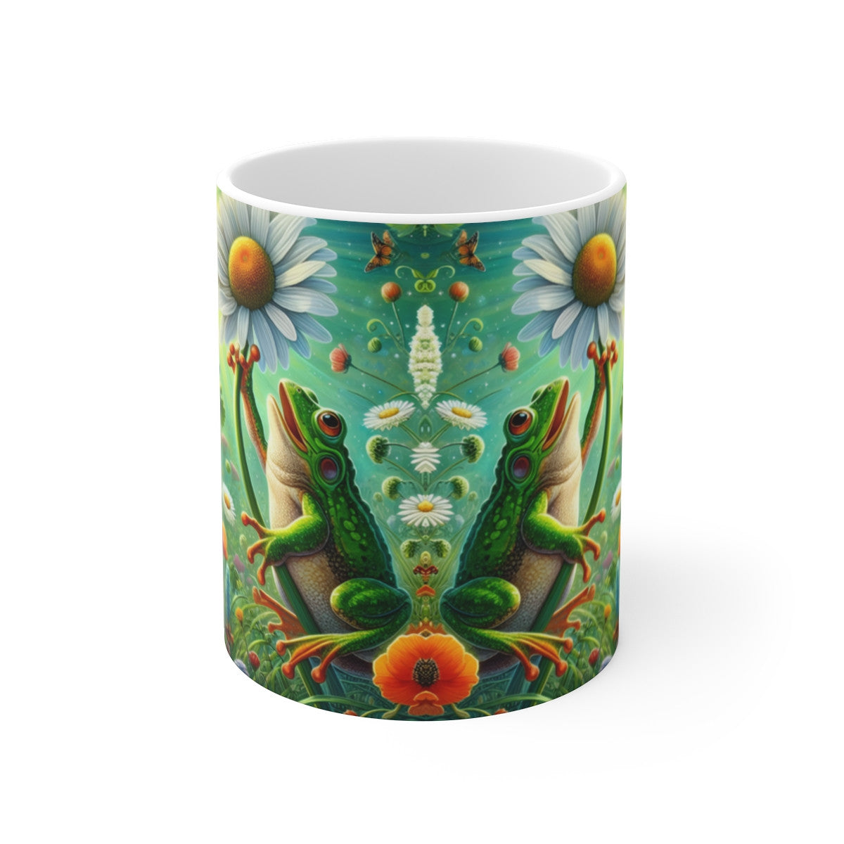 Tasse Grenouille Printanière Fleur – Mug Panoramique Nature – Cadeau Coloré Animaux Céramique 325ml