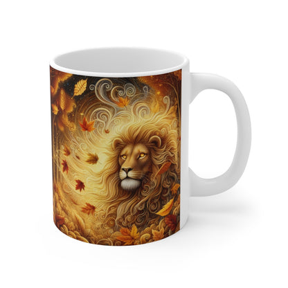 Tasse Lion Royal Automne – Mug Panoramique Animal Totem – Cadeau Nature Spirituelle Céramique 325ml