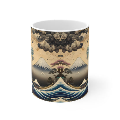 Tasse Vague Japonaise & Fuji – Mug Panoramique Estampe Zen – Cadeau Art Asiatique Céramique 325ml