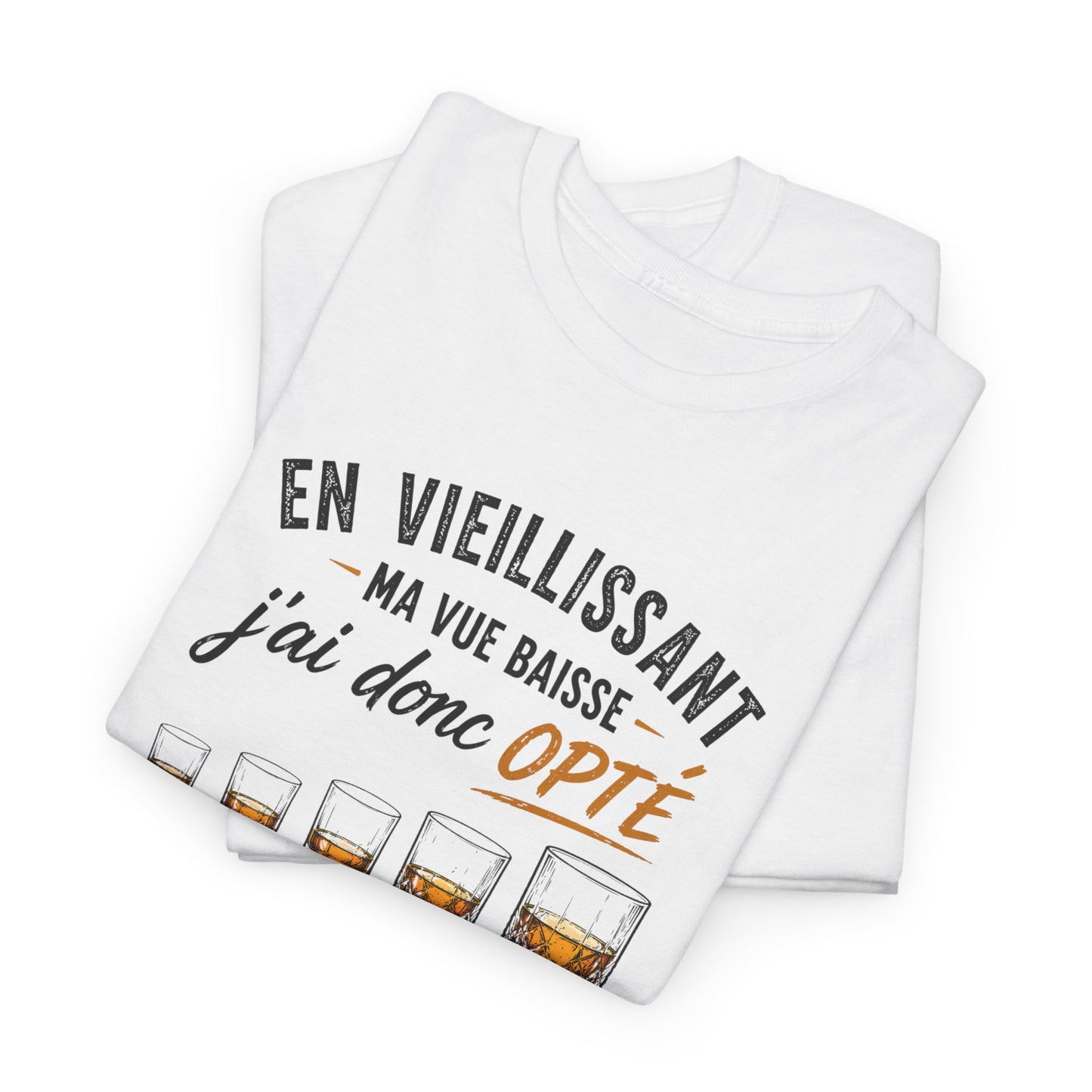 T-Shirt Humour Whisky Verres Progressifs – Tee Shirt Drôle Apéro Alcool Citation Amusante Adulte – Cadeau Ami Amateur Whisky Noir Blanc Gris
