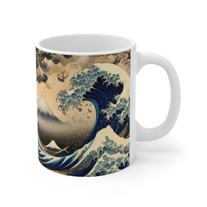 Tasse Vague Japonaise & Fuji – Mug Panoramique Estampe Zen – Cadeau Art Asiatique Céramique 325ml