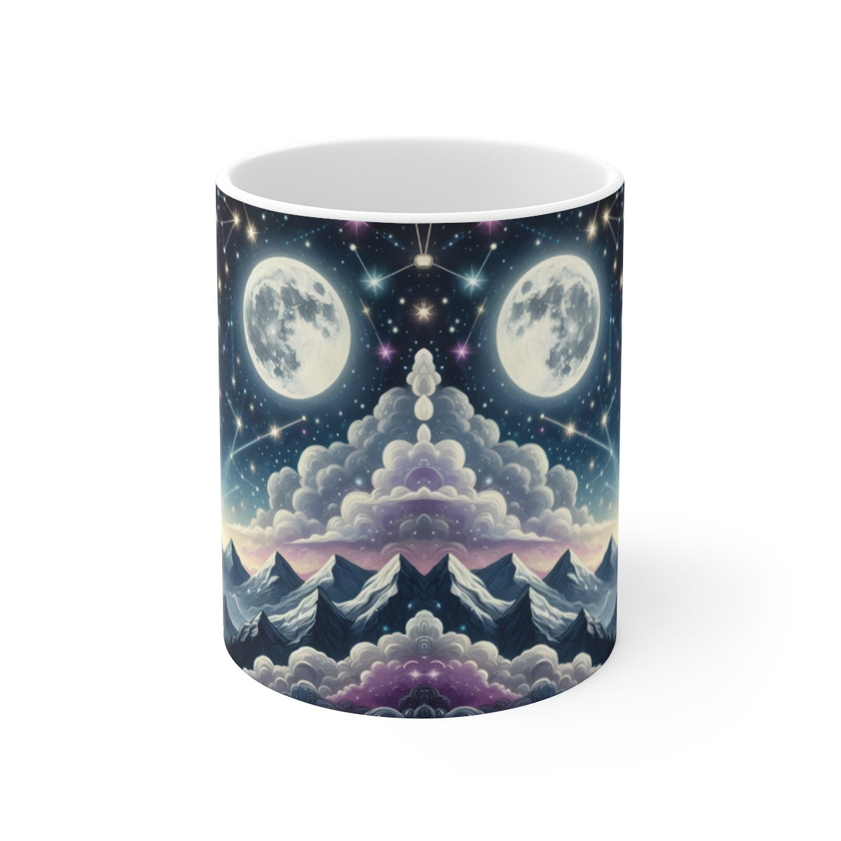 Tasse Loups Étoilés & Lune – Mug Panoramique Constellations – Cadeau Animal Totem Spirituel Céramique 325ml