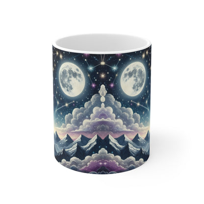 Tasse Loups Étoilés & Lune – Mug Panoramique Constellations – Cadeau Animal Totem Spirituel Céramique 325ml