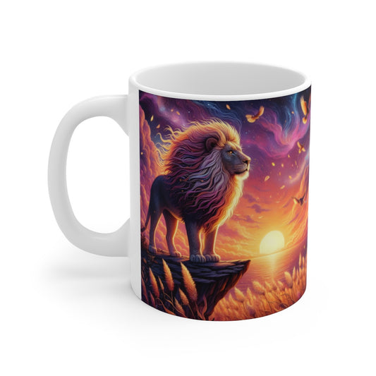 Tasse Lion Céleste & Soleil – Mug Panoramique Puissant & Spirituel – Cadeau Animal Totem Céramique 325ml
