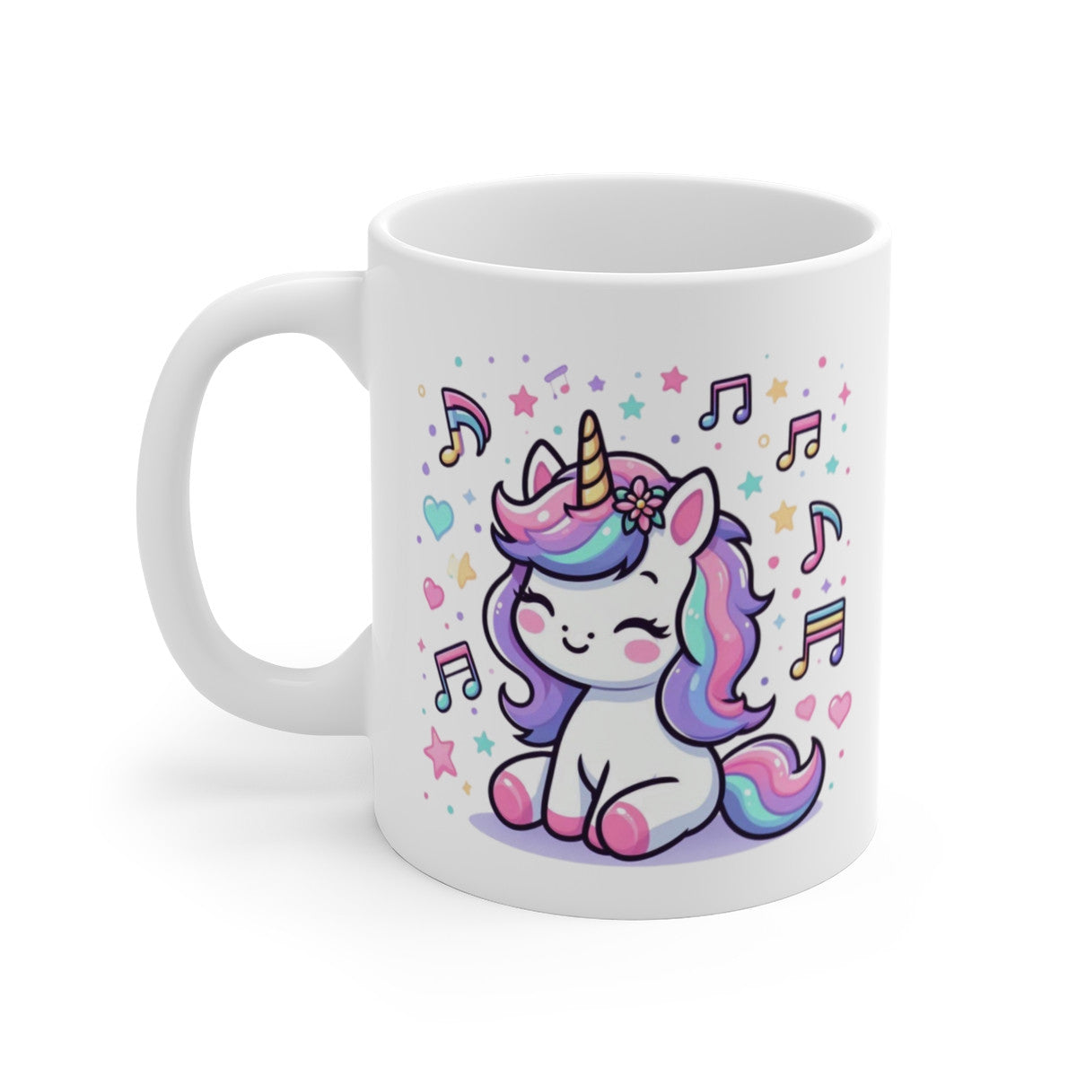 Mug Licorne Arc-en-Ciel Kawaii – Design Mignon et Musical – Illustration Colorée Féérique