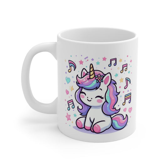 Mug Licorne Arc-en-Ciel Kawaii – Design Mignon et Musical – Illustration Colorée Féérique