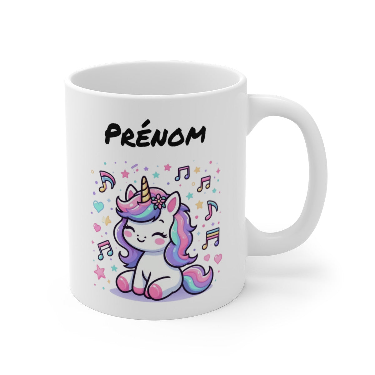 Tasse Licorne Personnalisée Prénom – Mug Kawaii Arc-en-Ciel Fille – Cadeau Enfant Magique Céramique 325ml