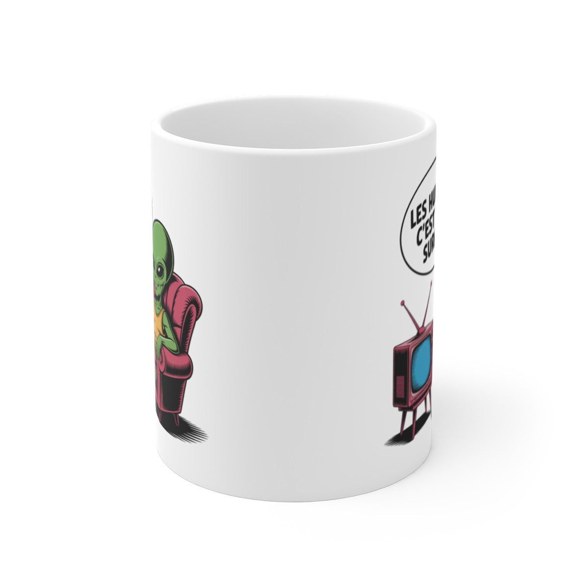 Tasse Alien Humour Pop Culture – Mug Céramique Citation Drôle Français – Cadeau Original Geek 325ml
