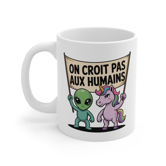 Tasse Alien Licorne Humour – Mug Céramique Citation Drôle Français – Cadeau Original Geek Fantaisie 325ml