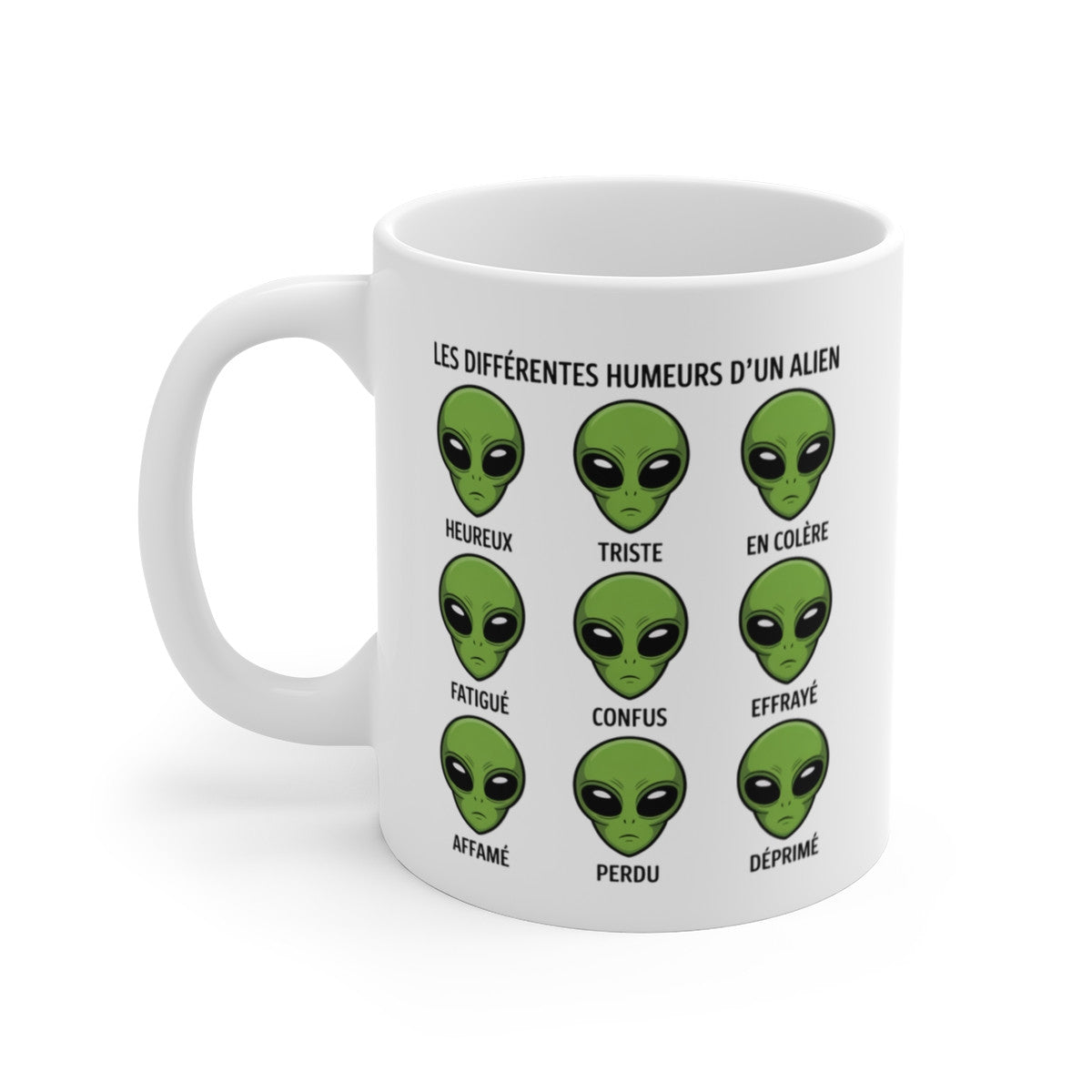 Tasse Alien Humour – Mug Céramique Les Différentes Humeurs Français – Cadeau Original Geek 325ml