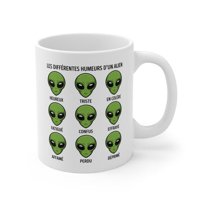 Tasse Alien Humour – Mug Céramique Les Différentes Humeurs Français – Cadeau Original Geek 325ml