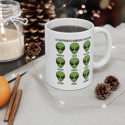 Tasse Alien Humour – Mug Céramique Les Différentes Humeurs Français – Cadeau Original Geek 325ml