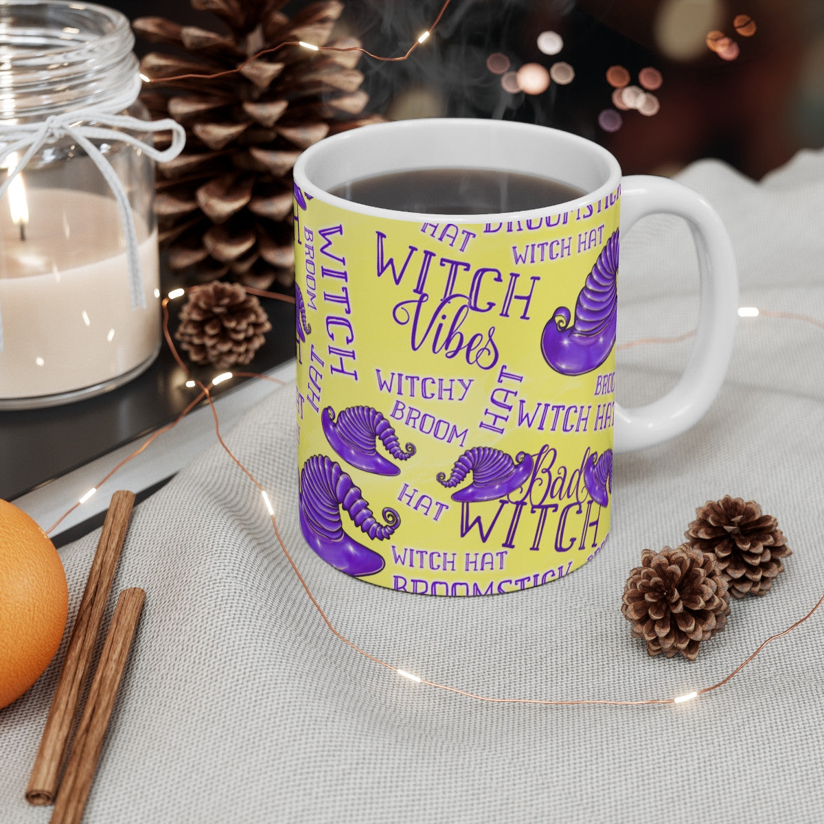 Mug Witch Vibes – Chapeau de Sorcière Violet – Tasse Halloween Magique et Fun – Cadeau Sorcière ou Fan de Magie 325ml
