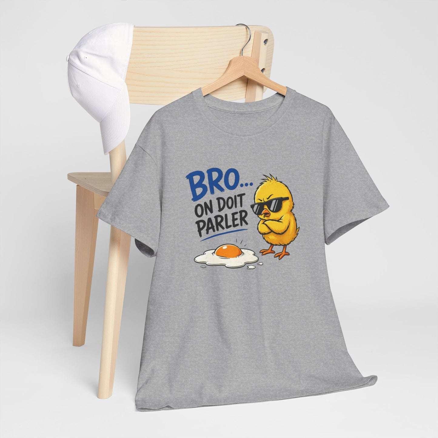 T-Shirt Humour Bro On Doit Parler – Jeu de Mots Œuf Poussin – Tee Shirt Drôle Homme Femme
