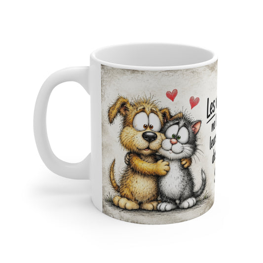 Tasse Les Vrais Amis Ne Laissent Pas Leurs Amis Faire Des Bêtises Seuls – Mug Humour Amitié Animaux 325ml