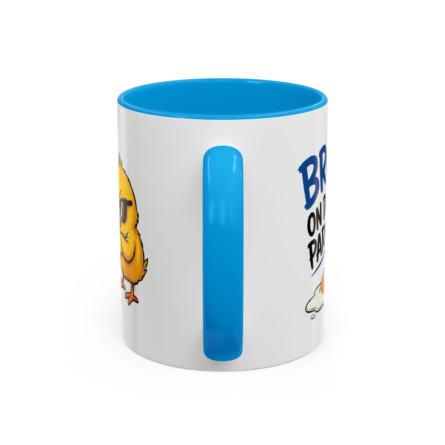 Mug Humour Poussin – Bro On Doit Parler – Tasse Drôle et Décalée – Cadeau Original Fun Céramique 325ml Noir Bleu Rouge