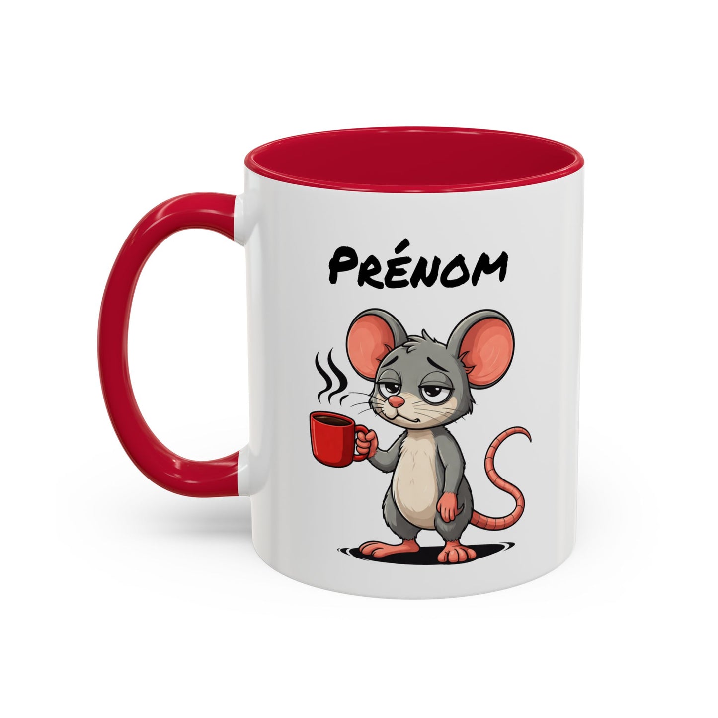 Tasse Souris Fatiguée avec Café – Mug Humour Animal Mignon – Illustration Cartoon 325ml