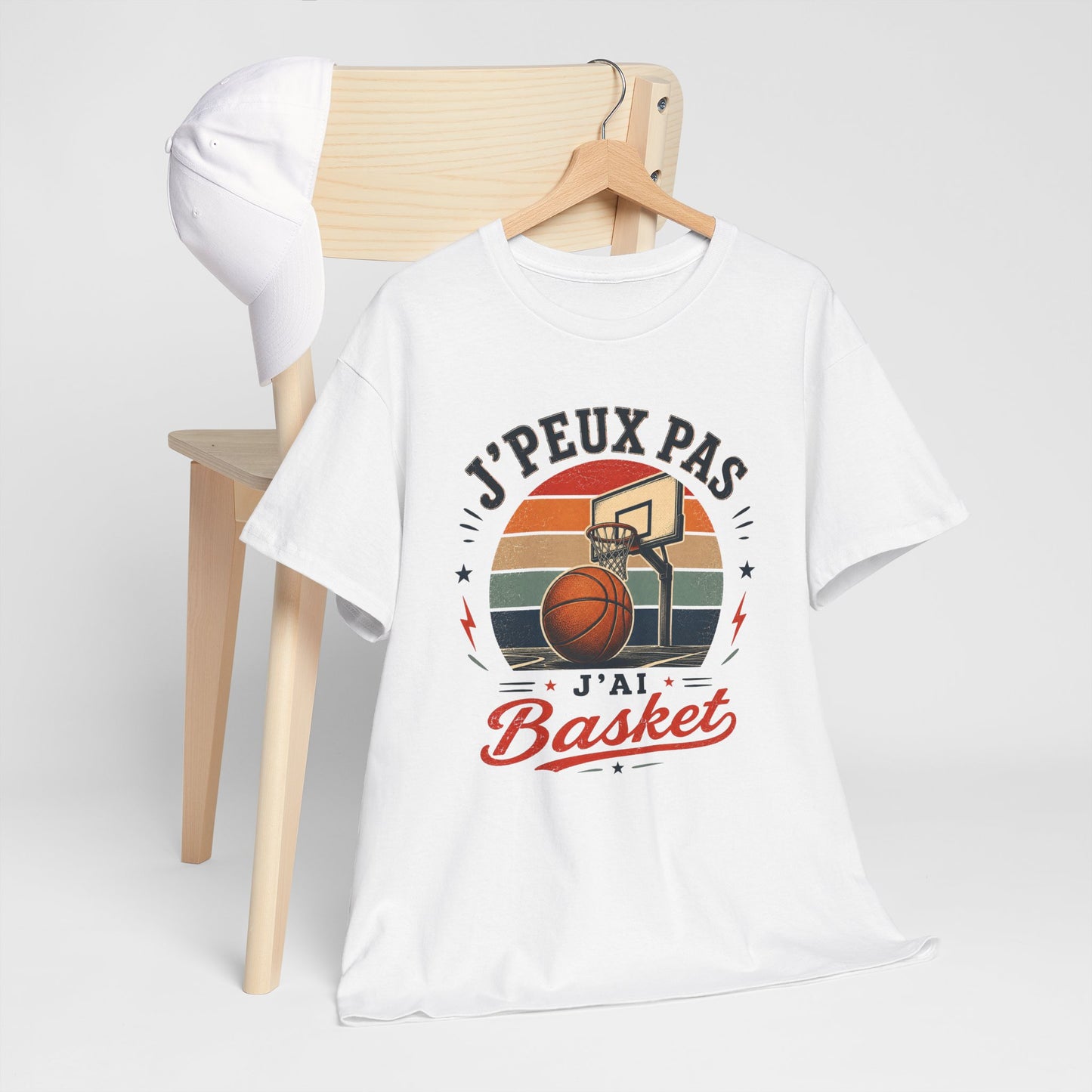 T-Shirt Basket Homme Femme – J’Peux Pas J’Ai Basket – Tee Shirt Basketball Vintage Joueur Basketteur Sport Équipe Terrain Panier Cadeau Passion Basket