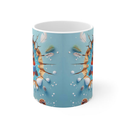 Tasse Rouge-Gorge Mignon – Mug Céramique 325ml – Cadeau Hiver Oiseau Nature Festif
