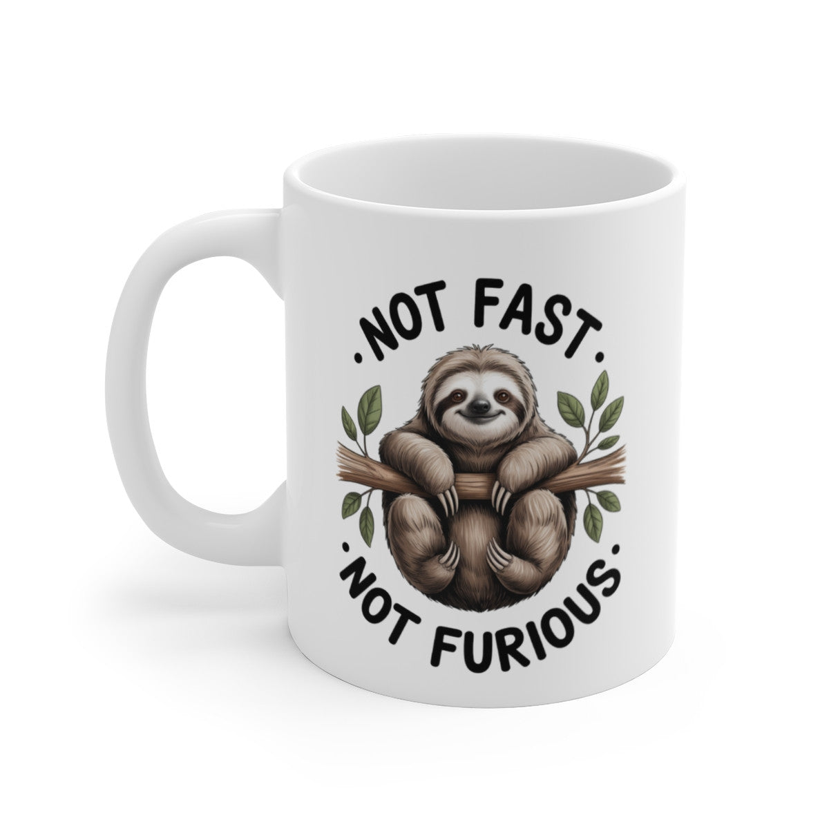 Tasse Paresseux Humour – Mug Not Fast Not Furious – Cadeau Animal Drôle 325ml