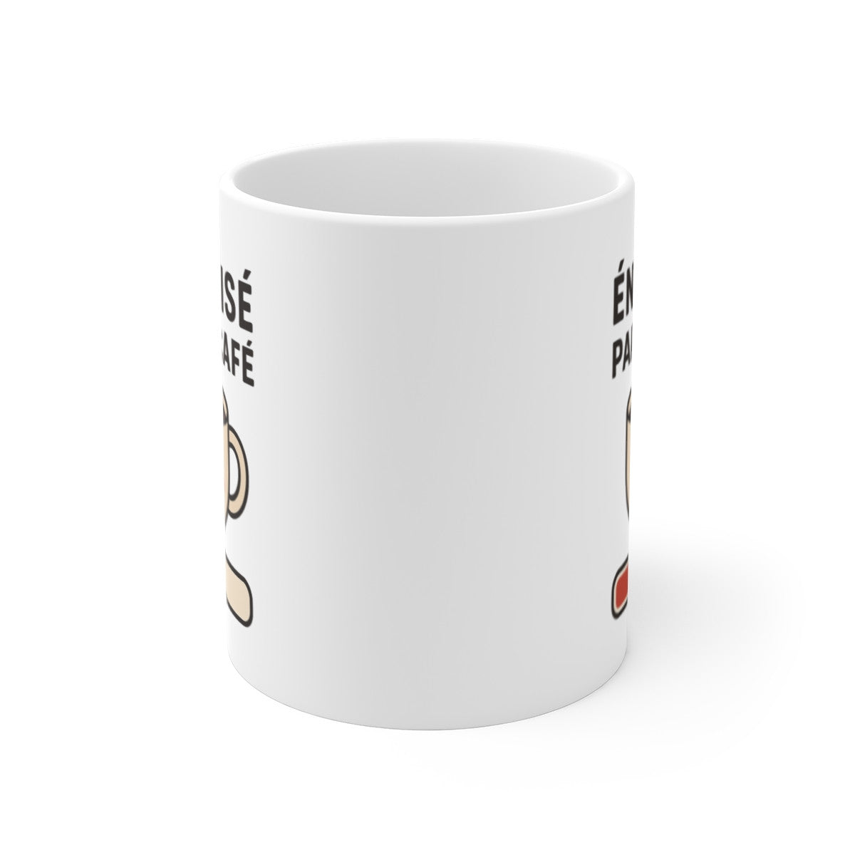Tasse Énergisé par le Café – Mug Humour Kawaii Tasse Mignonne – Cadeau Amoureux du Café 325ml