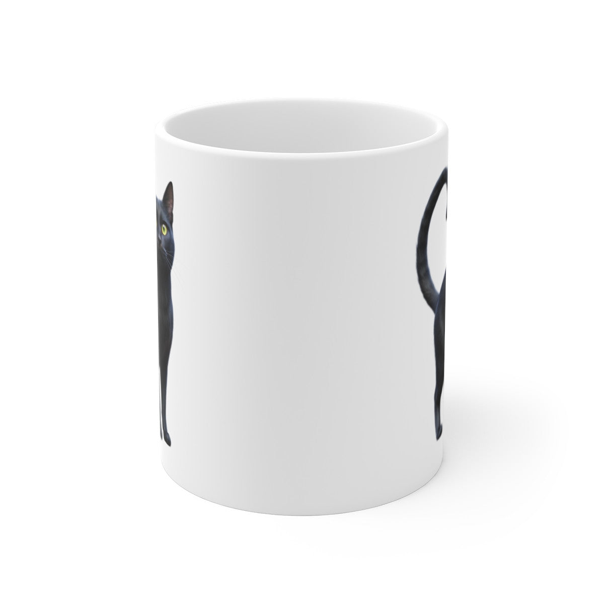Mug Chat Noir Élégant – Tasse Céramique Chat Réaliste aux Yeux Verts – Cadeau Amoureux des Chats 325ml