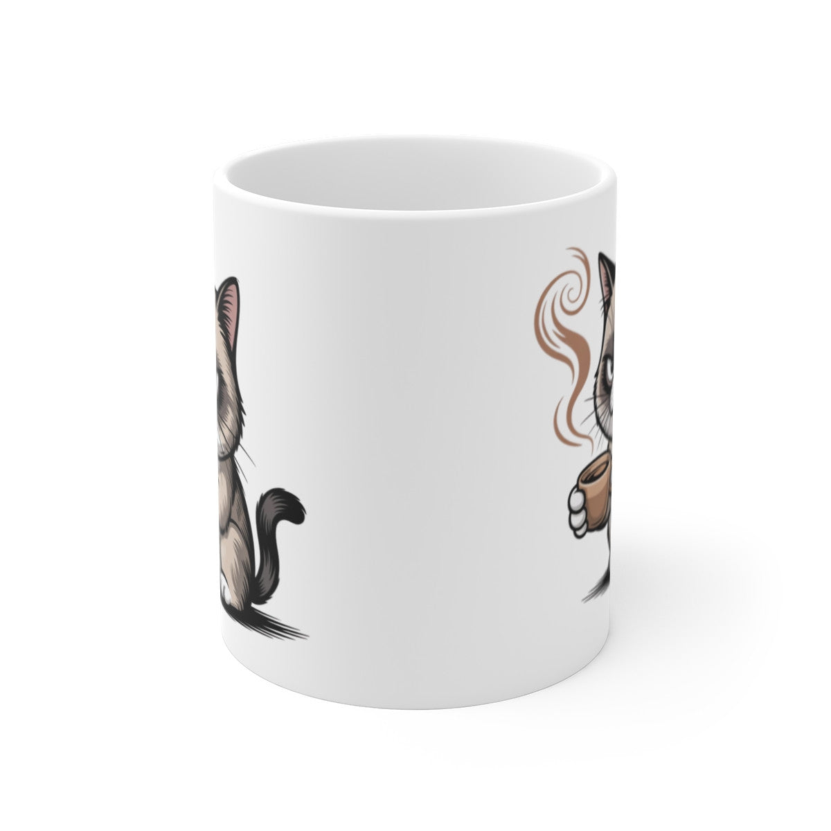 Mug Chat Grognon 325ml – Tasse Céramique Café Matin Cartoon – Cadeau Drôle Original