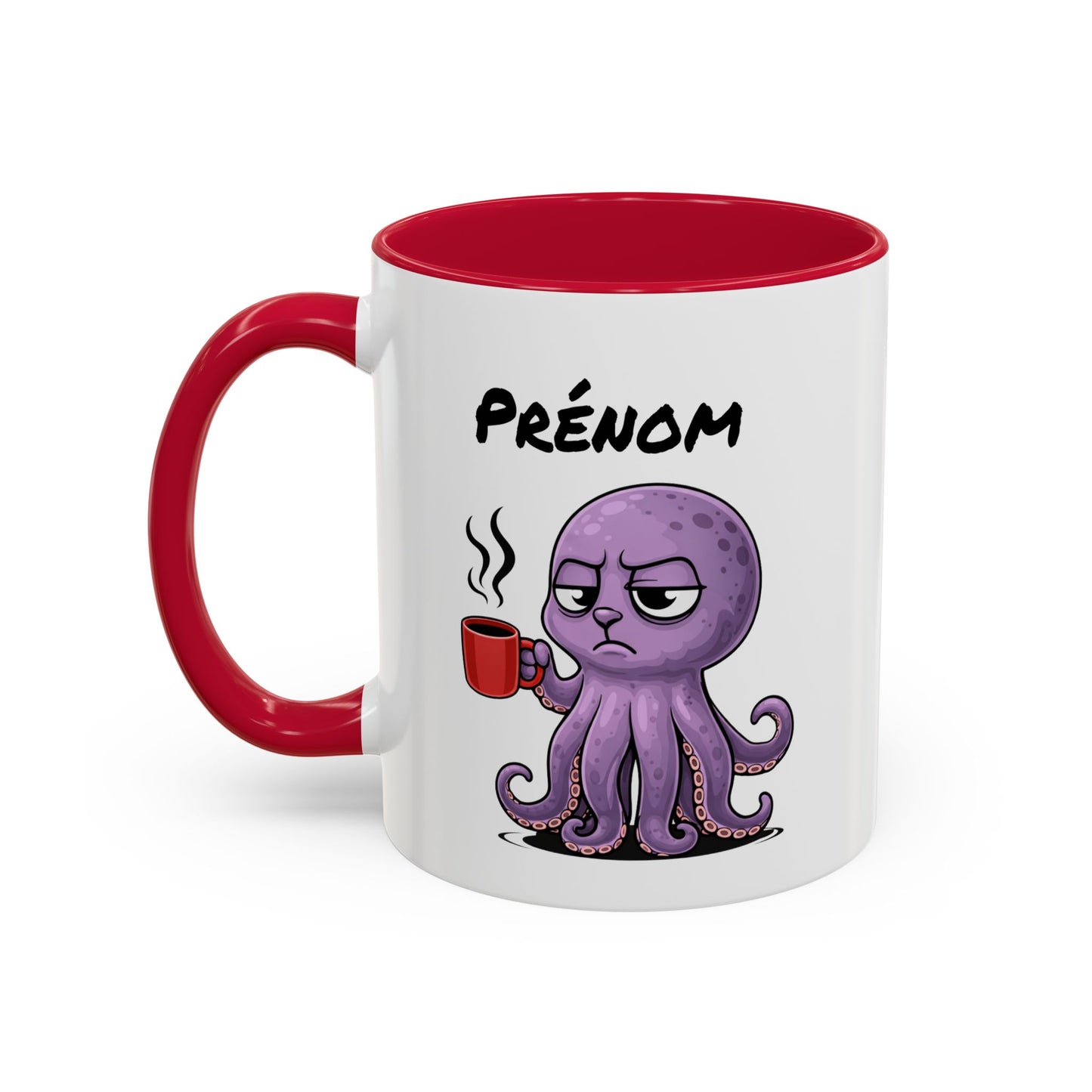 Mug Poulpe Fatigué Personnalisable 325ml – Tasse Café Humour Animal Marin Drôle Réveil Difficile Bureau