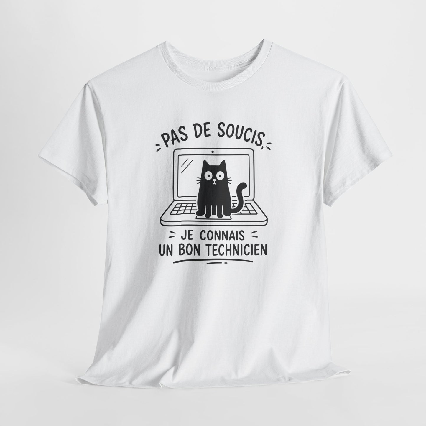 Tee-Shirt Informatique Homme et Femme – Chat Ordinateur Technicien Informatique – Cadeau Original Geek Informaticien Dépannage PC