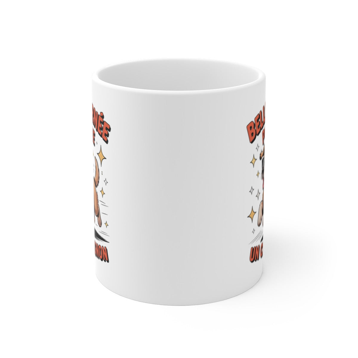 Tasse Chien Mignon 325ml – Mug Humour « Belle Journée » – Cadeau Original Amoureux des Chiens Céramique