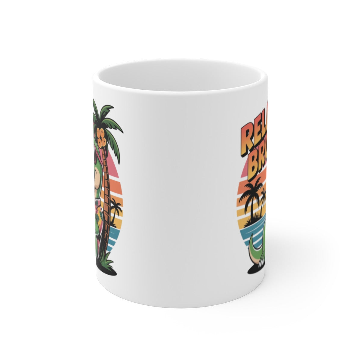 Tasse Dinosaure 325ml – Mug Humour Relax Bro – Cadeau Original Plage Vacances Céramique