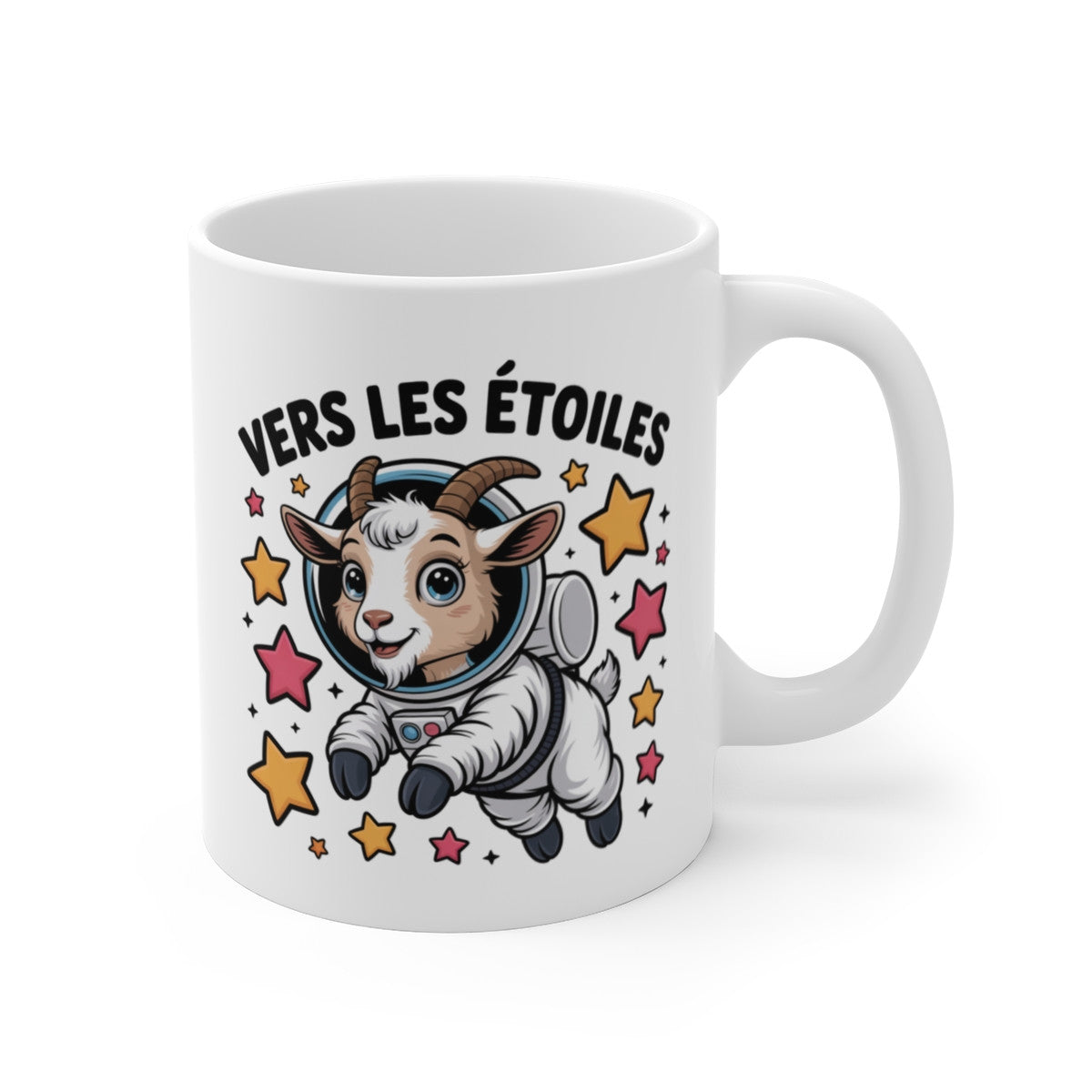 Tasse Chèvre Astronaute 325ml – Mug Kawaii Espace “Vers les Étoiles” – Cadeau Original Animaux Céramique