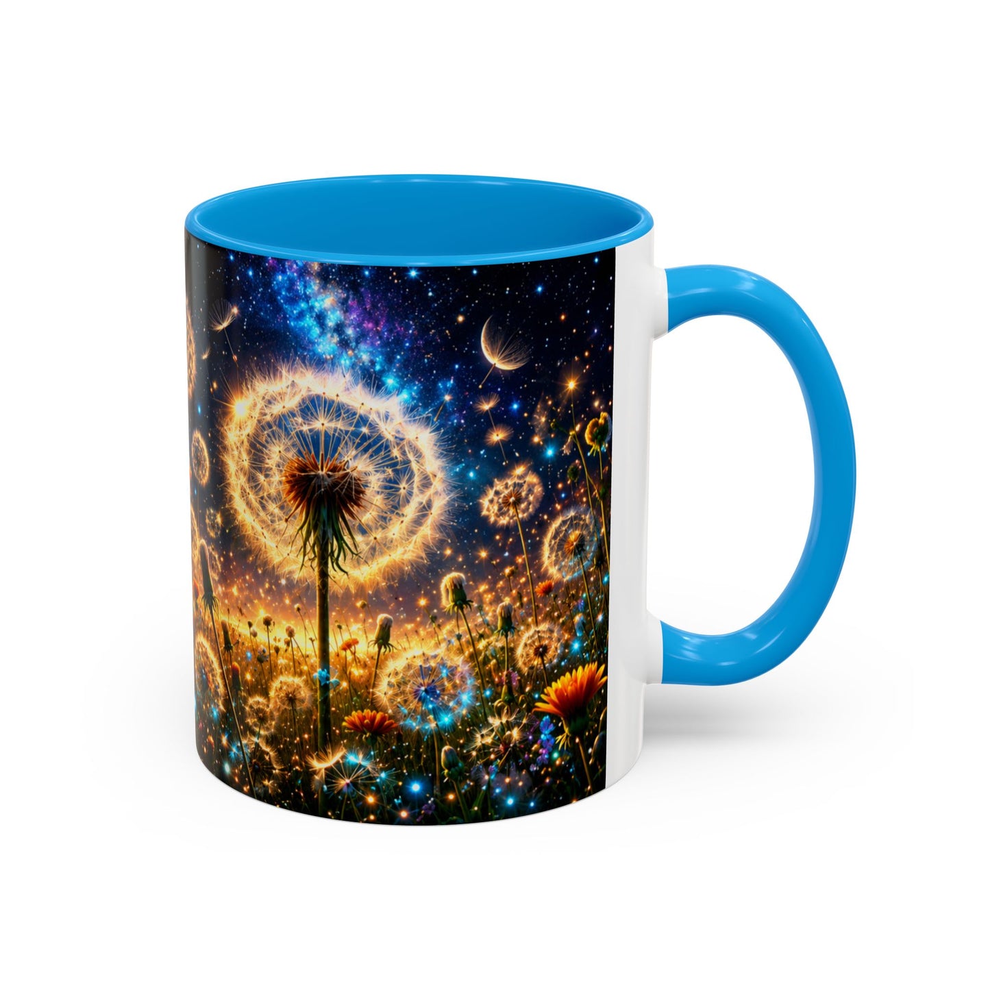 Tasse Pissenlit Féérique – Mug Fleur Cosmique et Étoiles – Cadeau Nature Bohème 325ml