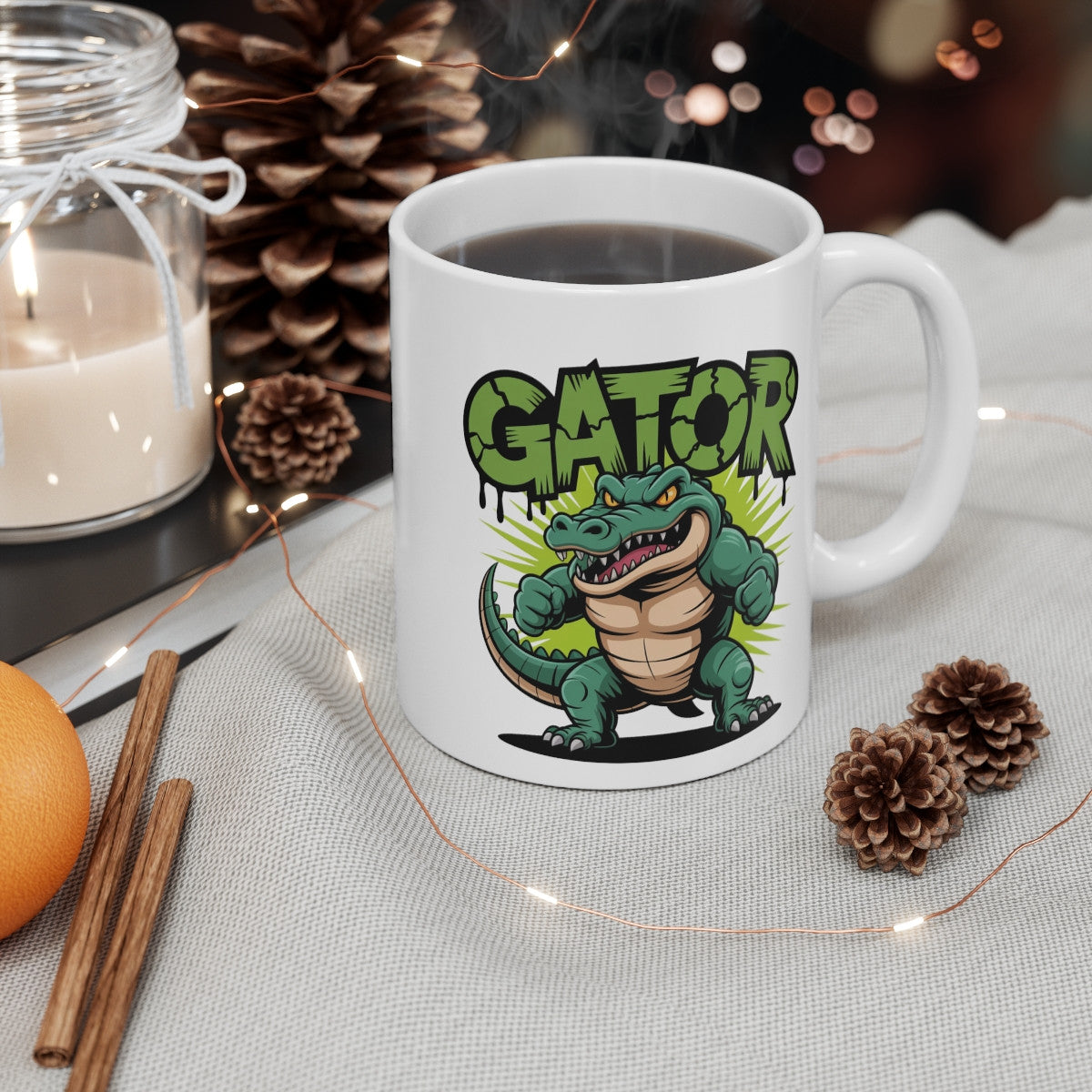 Tasse Alligator 325ml – Mug Gator Cartoon Musclé – Cadeau Original Animal Sauvage Céramique