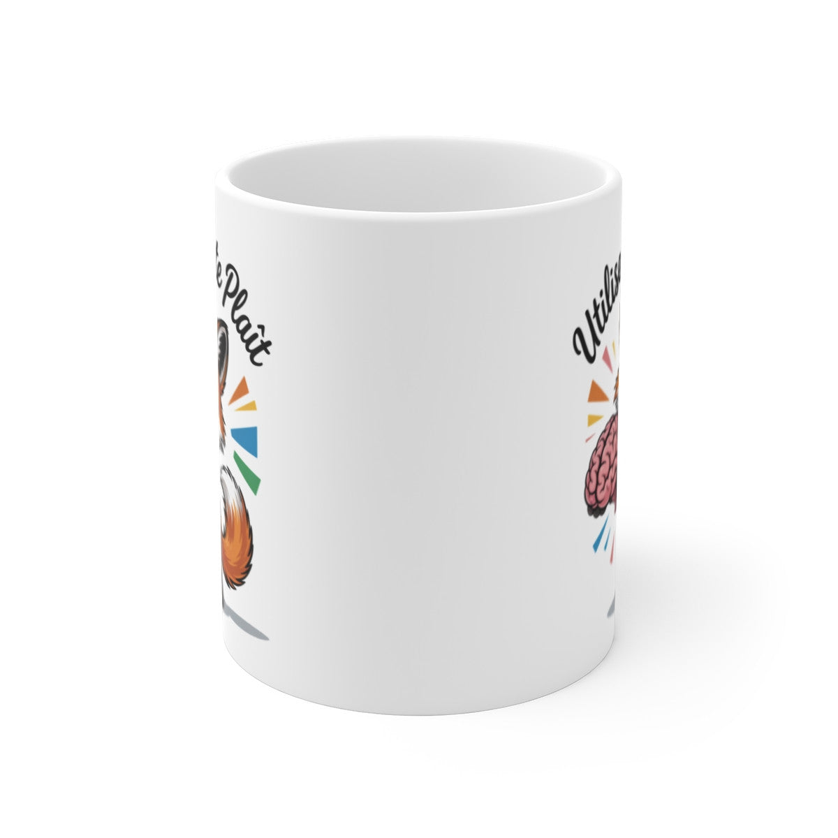 Mug 325ml « Utilise-le s’il te plaît » – Renard Mignon avec Cerveau – Tasse Fun et Originale