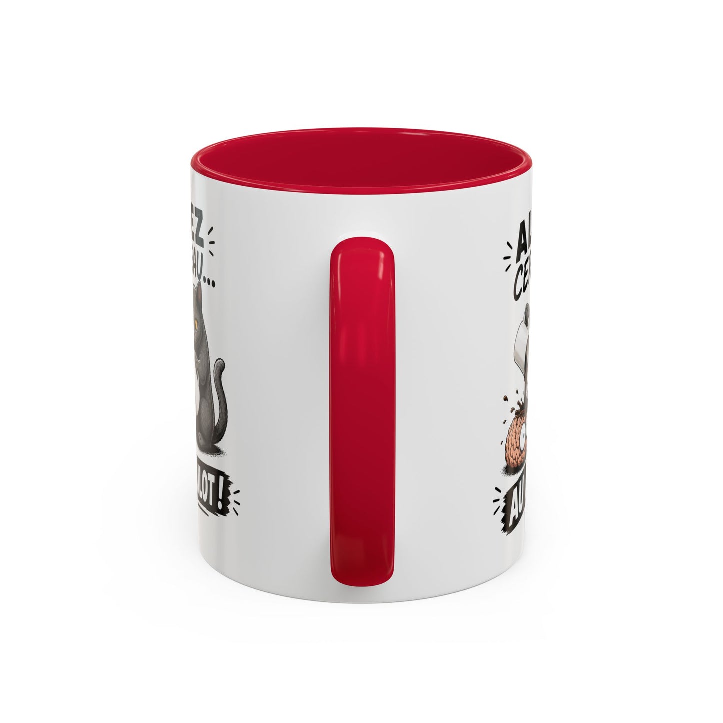 Mug Allez Cerveau Au Boulot – Tasse Humour Chat et Café – Cadeau Drôle Homme et Femme