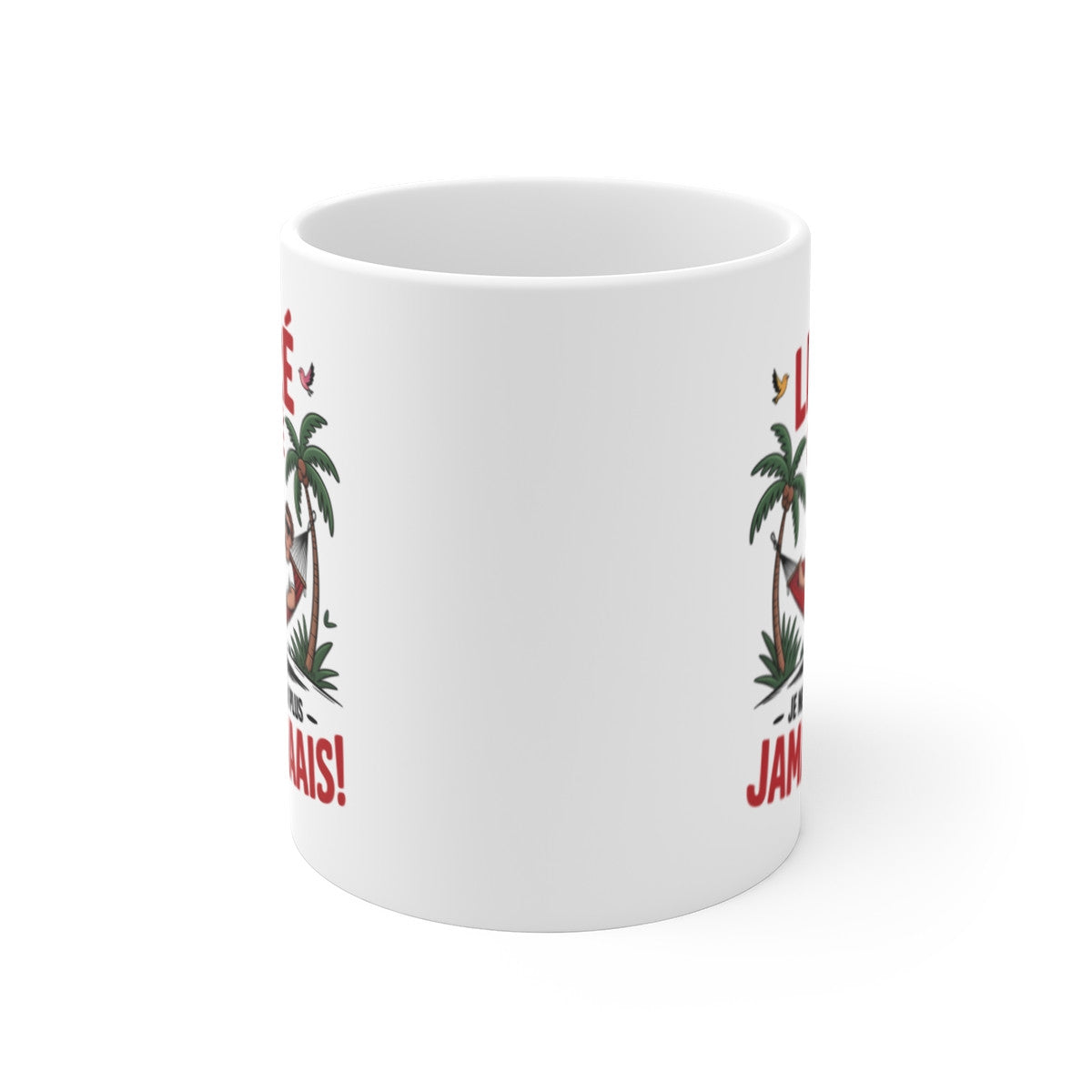Mug Humour Homme Vacances – Tasse Céramique 325ml Hamac Cocktail – Cadeau Retraite Été Farniente