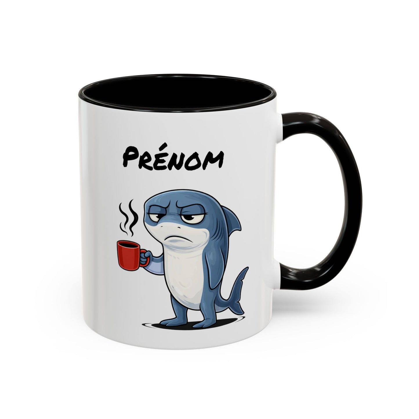 Mug Requin Fatigué Personnalisable 325ml – Tasse Café Humour Animal Drôle Mignon Réveil Difficile