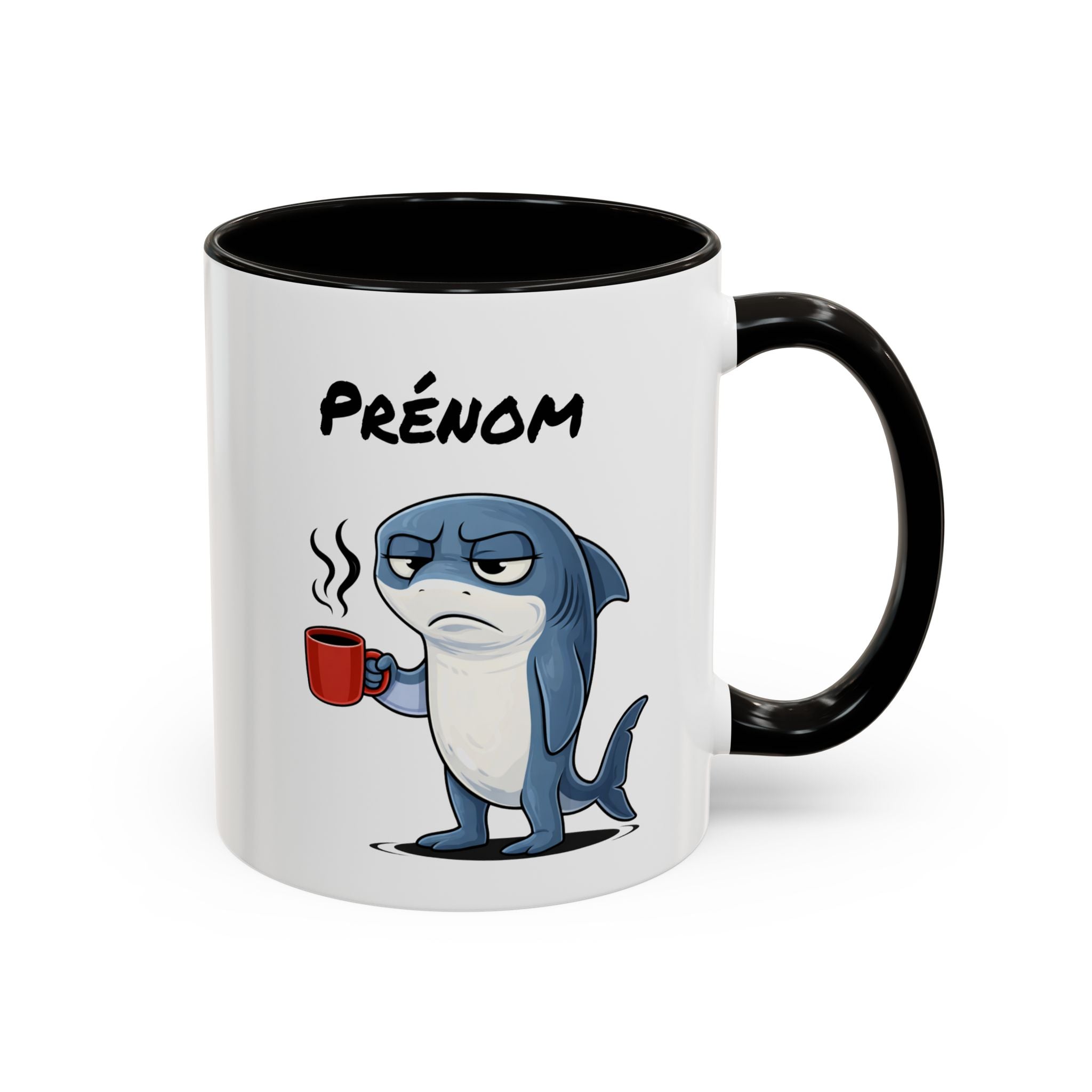 Mug Requin Fatigué Personnalisable 325ml – Tasse Café Humour Animal Drôle Mignon Réveil Difficile